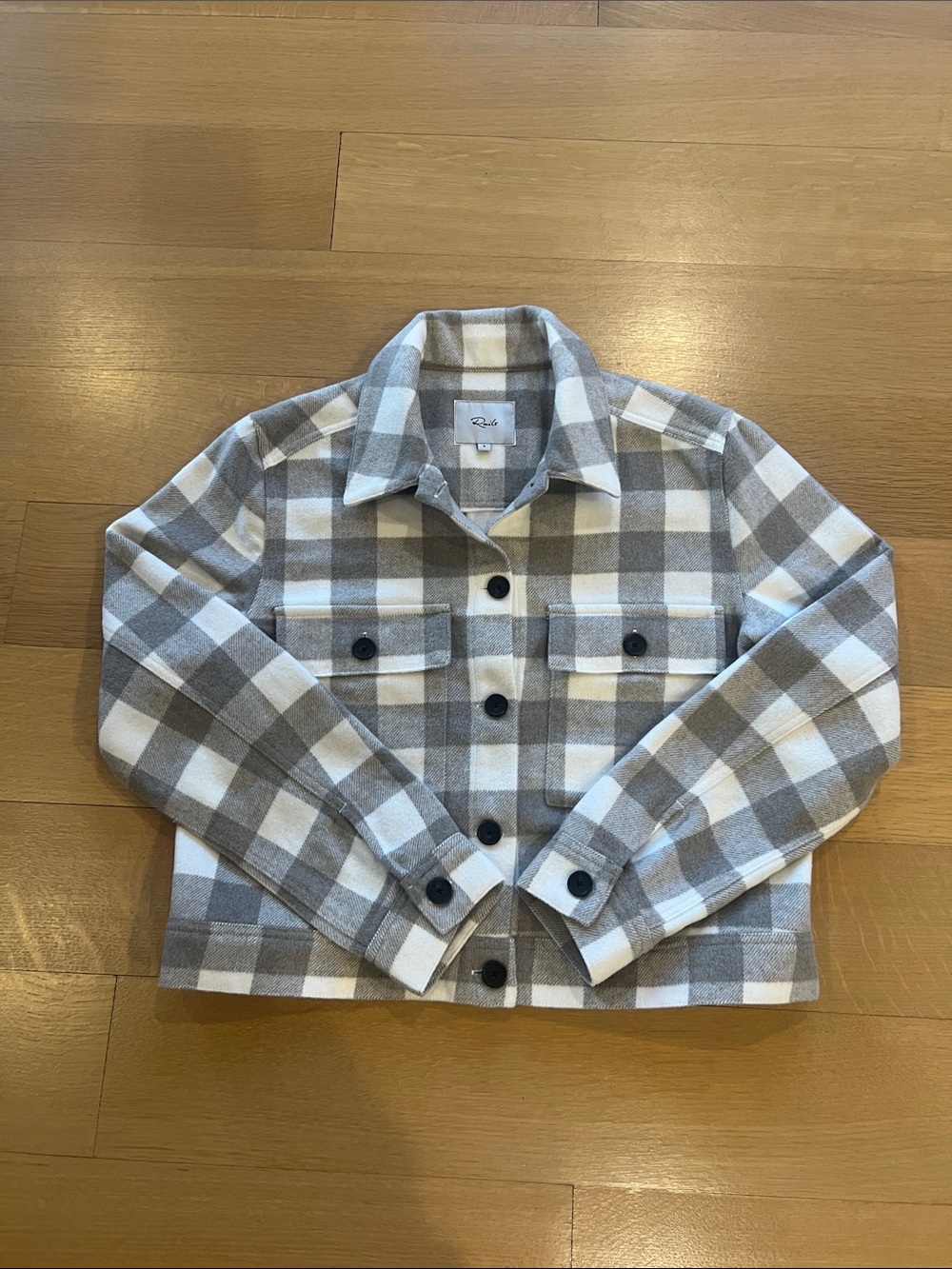 Rails Women’s Plaid Jean Jacket in Gray & White